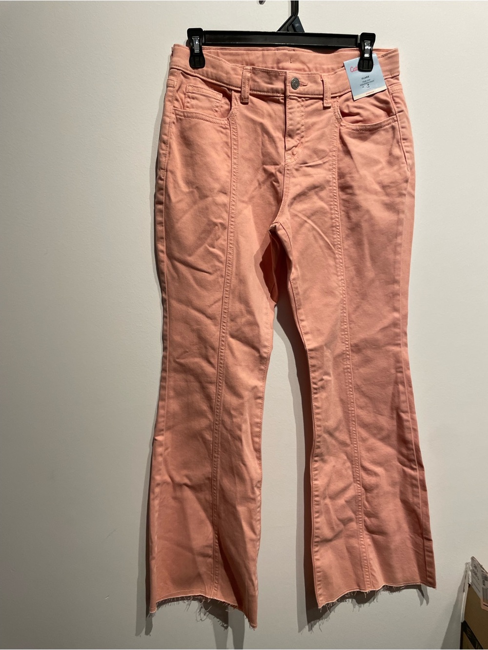 Cat & Jack Girls Mid-Rise Seamed Flare Jeans Peach Pink Size 16 NWT
